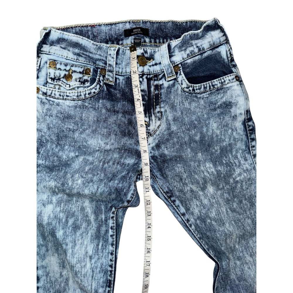 True Religion Jeans Rocco 29x34 Big T Flap Pocket Relaxed Skinny Acid Wash - Picture 8 of 14